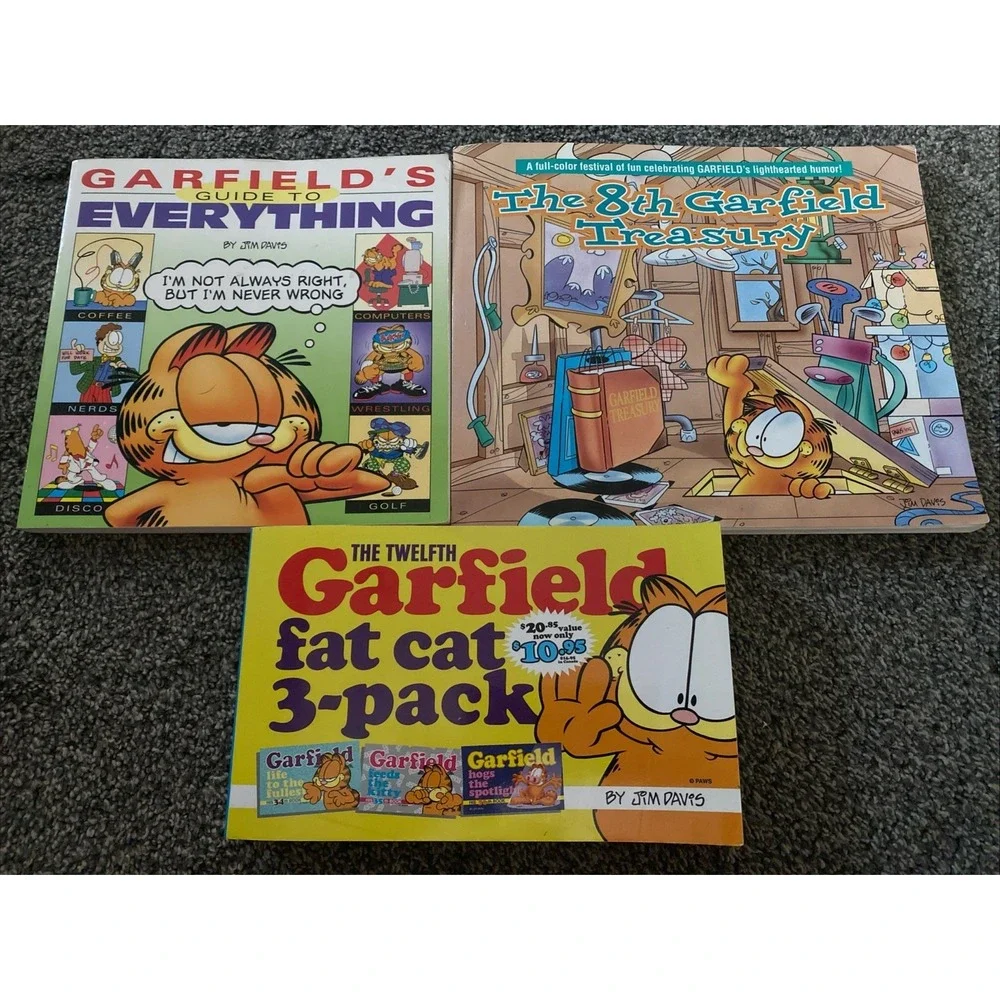 Lot Of 3 Garfield Comic Books By Jim Davis Fat Cat Treasury Guide To Everything